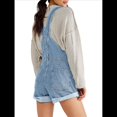 thumbnail image 2 of Pantalones Cortos Vaqueros para Mujer, de Verano Informales, Holgados, Ajustables, con Tirantes. Azul M, 2 of 8