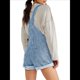 thumbnail image 2 of Pantalones Cortos Vaqueros para Mujer, de Verano Informales, Holgados, Ajustables, con Tirantes. Azul XXL, 2 of 8