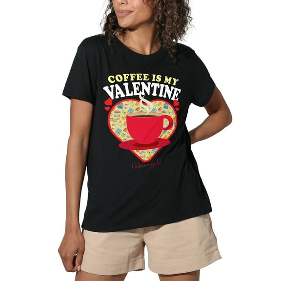 Gilmore Girls Coffee is my Valentine Women's Loose T-Shirt, Black, 2X-Large