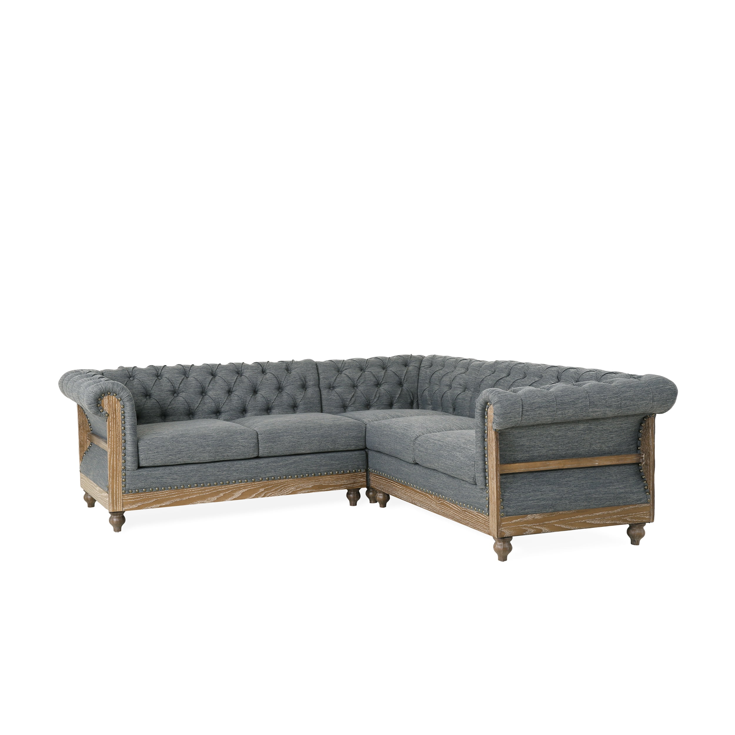Noble House Petes Indoor Contemporary Fabric Sectional Sofa, Charcoal