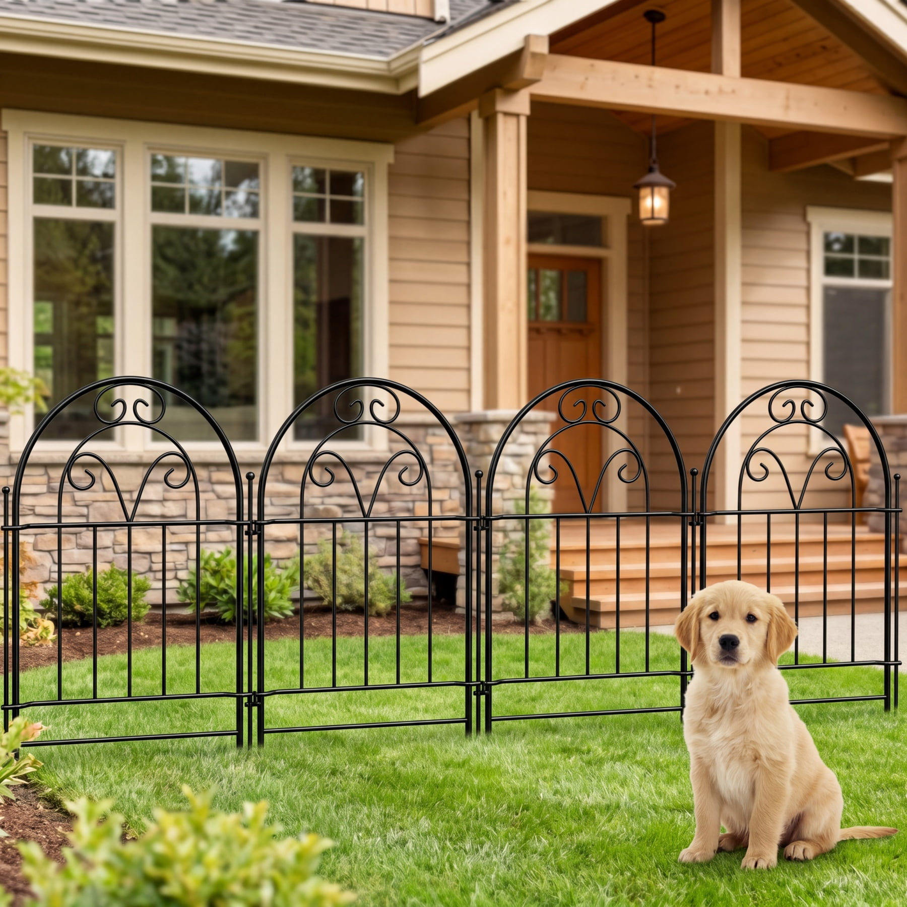Decorative Garden Fence , 10 Pack Rustproof Metal No Dig Fence Animal Barrier for Dog, Arched Flower Bed Edging Ornamental Wire Border Panel Fencing for Yard Patio Outdoor Decor