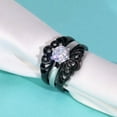 thumbnail image 5 of Ringheart Couple Rings Black Matching Rings Crown Ring Women Wedding Ring Sets for Him and Her, 5 of 8