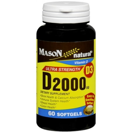 Mason Natural Vitamin D 2000 IU Softgels Ultra Strength 60 Soft Gels (Pack of 2)