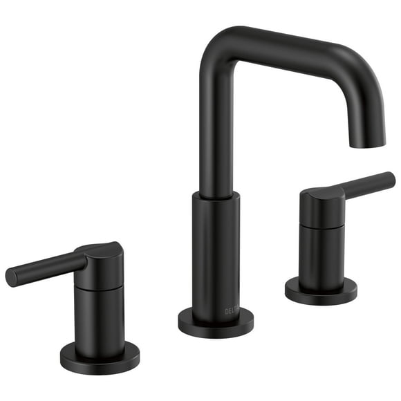 Delta Faucet Nicoli Widespread Bathroom Faucet 3 Hole Matte Black Bathroom Faucet 2 Handle Bathroom Faucet Bathroom Sink Faucet Drain Assembly Matte Black 35849LF-BL