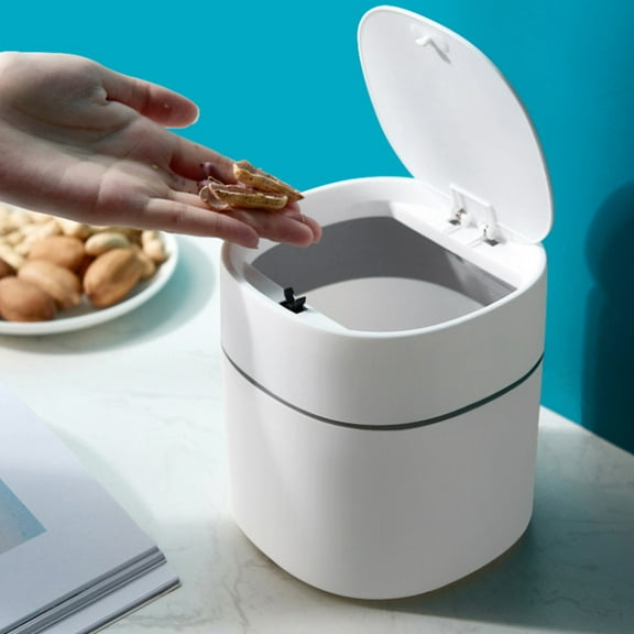 Masteelf Small Waste Paper Bucket Countertop Garbage Pail Travel White