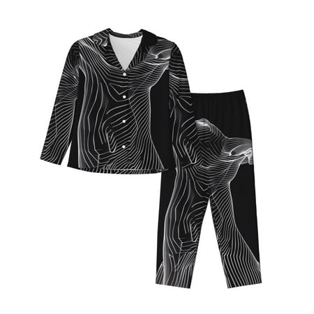 Naloa Geometric Lines Dog Art Pajamas for Women Set  Womens Pajama Sets  Lounge Sets for Women  2pjs for Women-XX-Large
