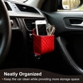 thumbnail image 5 of Uxcell 2pcs Car Vent Storage Bag PU Leather Vehicle Hanging Organizer with Hook, Brown, 5 of 7