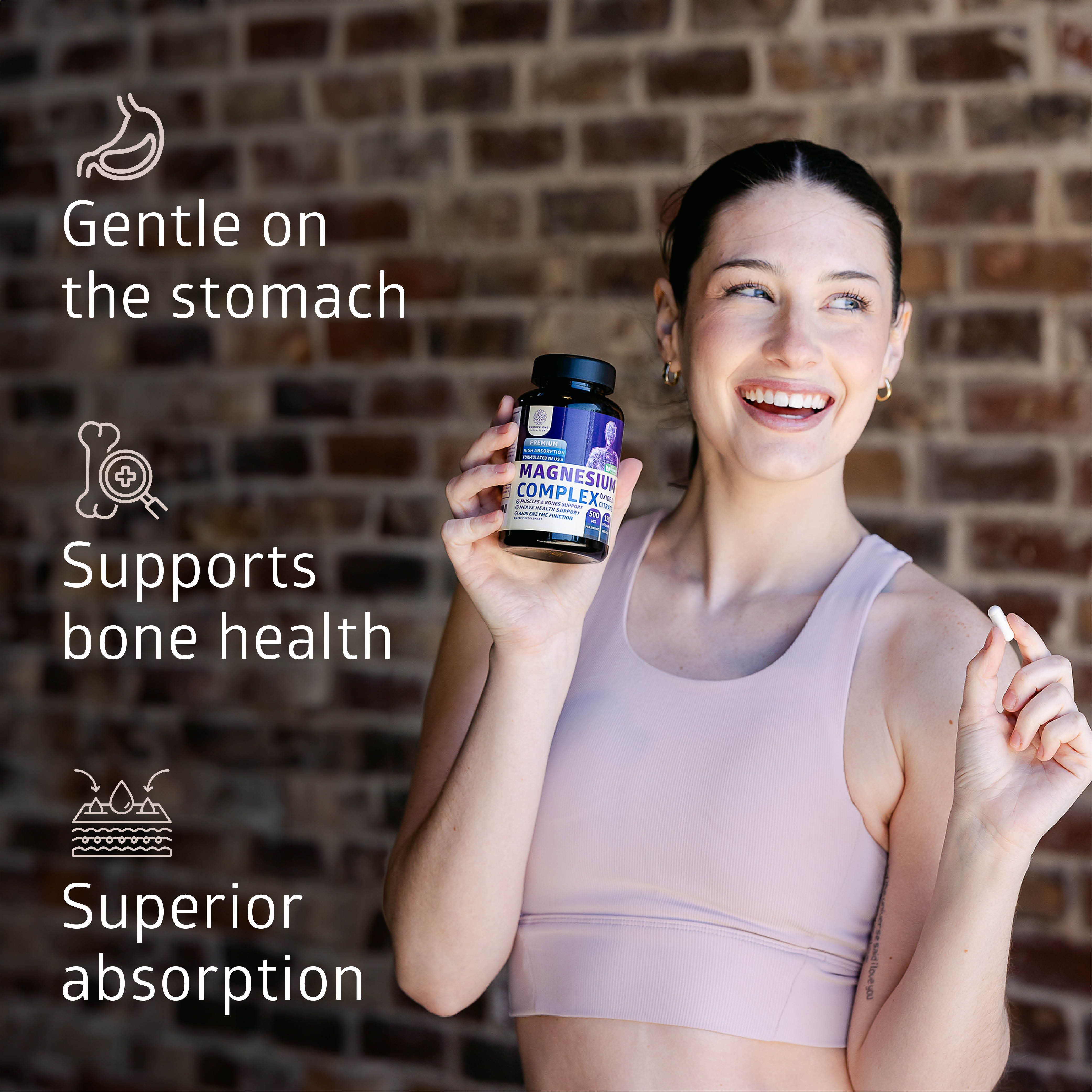 Magnesium Complex with Oxide and Citrate for Muscle and Bone Support, 120 Veg Capsules