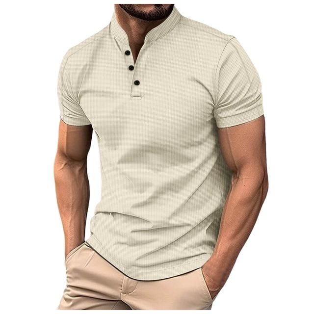 Ramiter Polos pour Hommes Manches Courtes Polos de Golf pour Hommes Évacuation de l'Humidité Performance Décontractée Polo Piqué Manches Courtes pour Hommes Kaki,3TG