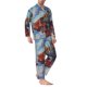 thumbnail image 2 of Balery Cartoon Train Hot Air Balloon Pijama para Hombre de Dos Piezas con Manga Larga, Conjunto de Dormir y Descanso Suave con Bolsillos-X-Large, 2 of 7
