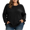 thumbnail image 5 of LEKWK Plus Size Tops for Women Long Sleeve Crewneck Oversized Tops Ribbed Knit Loose Fit Warm Cozy Lounge Fall Winter Outfits Black XXL, 5 of 9