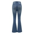 thumbnail image 5 of Women's Bootcut Ripped High-Rise Jeans, Slim Fit Denim Pants with Distressed Details & Elegant Silhouette,Blue L, 5 of 5
