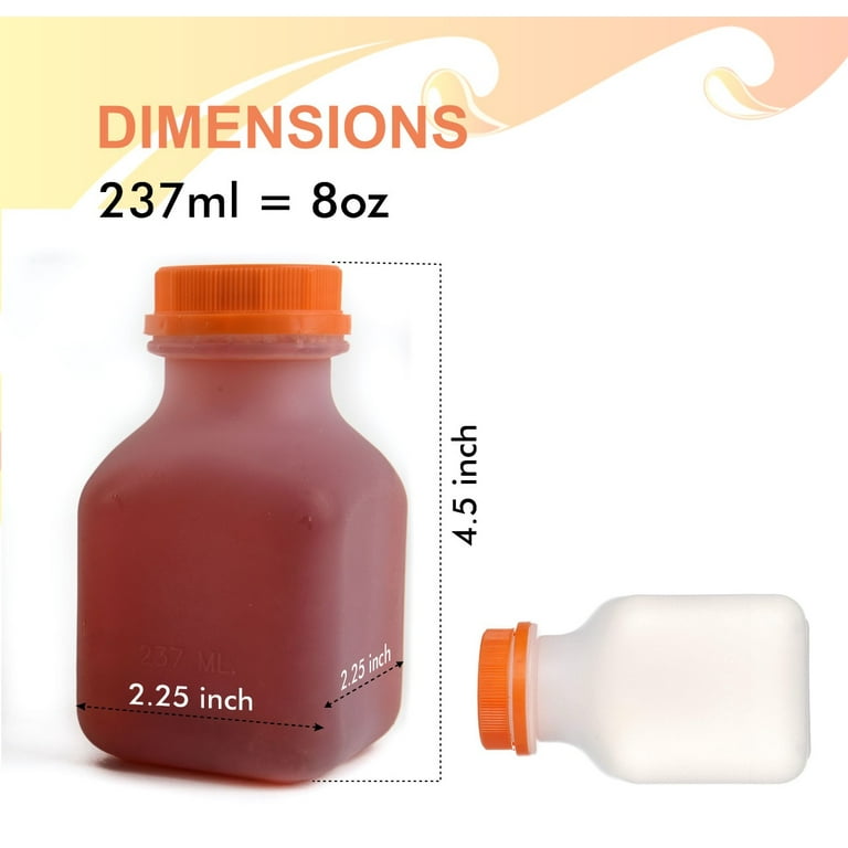  Disposable Plastic Juice Bottles-8 Oz with Lids, 24 Pack