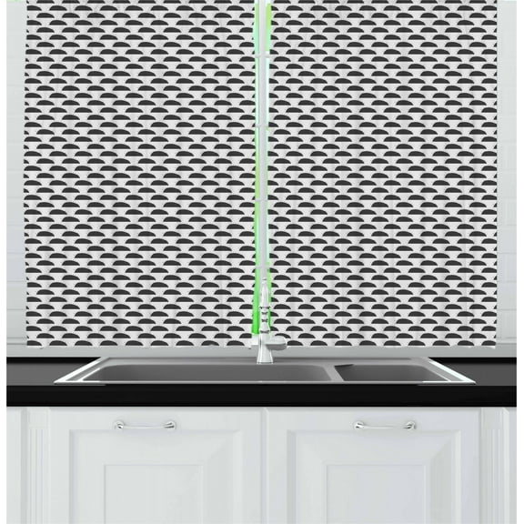 Ambesonne Hedgehog Kitchen Curtains, Graphic Animals, 55"x39", Charcoal Grey White