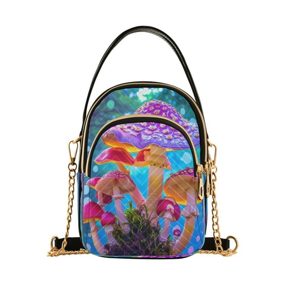 ALAZA Chain Crossbody Bags for Women Mushrooms Bohomia Shoulder Handbag Phone Purse