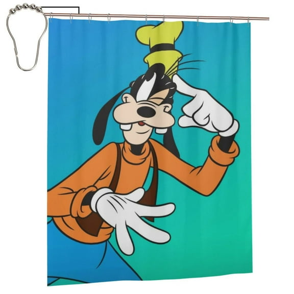 Goofy Shower Curtain, Lovely Cartoon Shower Curtains Set for Kids Boys Girls College Dorm Bathroom, Waterproof Restroom Bathtub Decor Accessories with 12 Hooks 60"X72" Iron