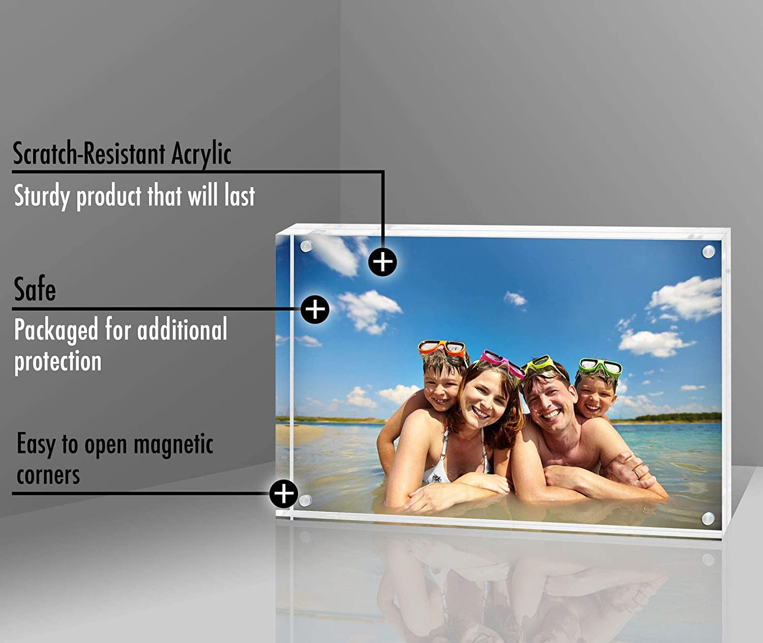 Americanflat 8.5x11 Acrylic Picture Frame - Scratch Resistant with Magnetic Corners & Freestanding for Tabletop, clear (ACR8511)