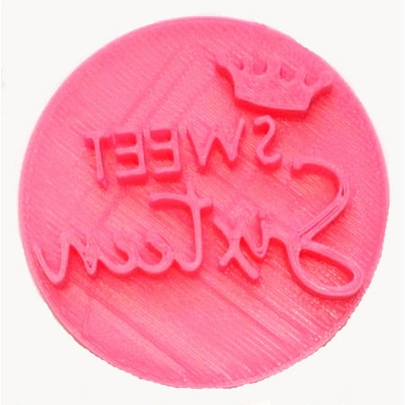 

Sweet Sixteen Words Princess Tiara Crown Script Font Cookie Stamp USA PR4005