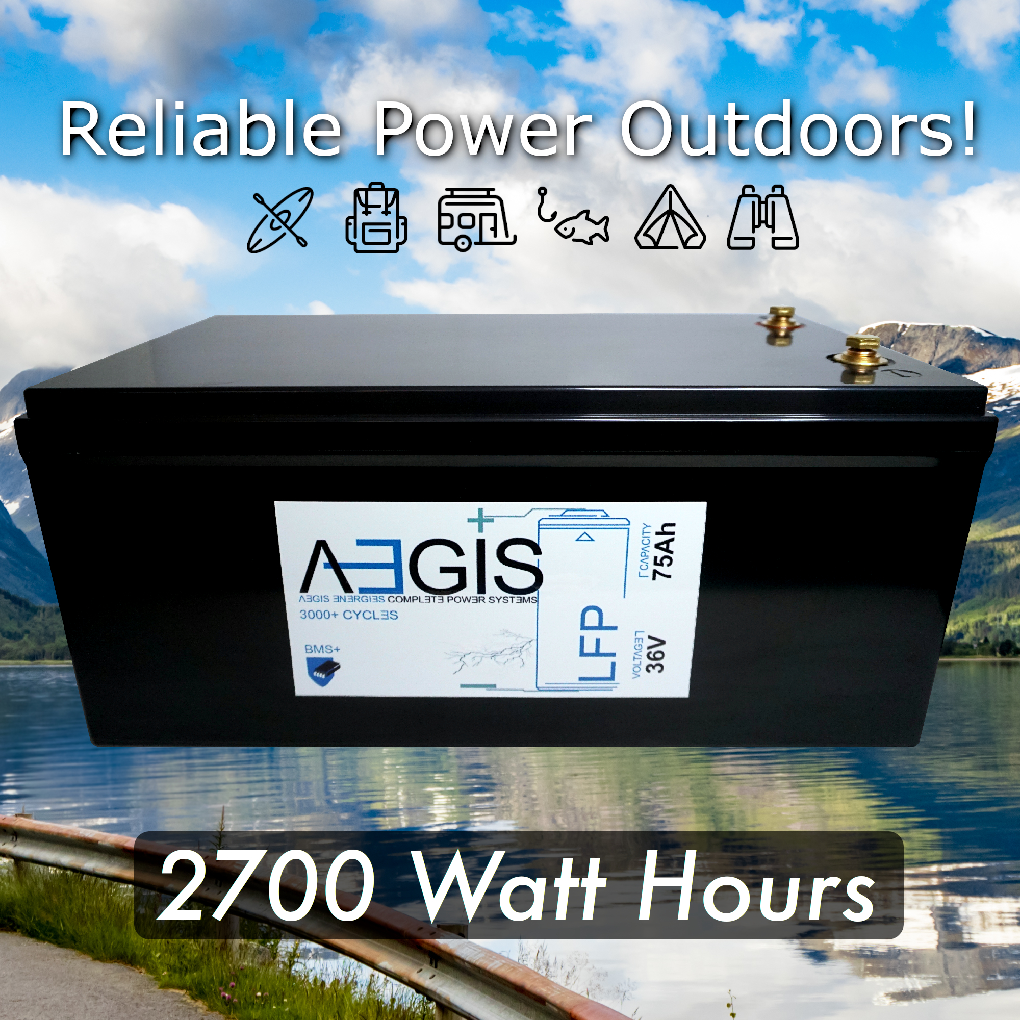 Aegis Battery 36v 75ah LiFEPO4 Deep Cycle Battery