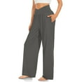 thumbnail image 3 of gbyLJF Women's Wide Leg Casual Loose Pants Yoga Sweatpants Comfy Crossover High Waisted Casual Pajama Flowy Pants Dark Gray XXL, 3 of 6