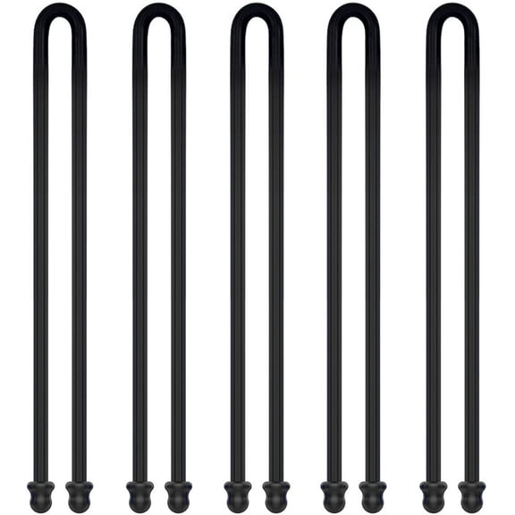 5Pcs 18-Inch Original Silicone Cable Tie, Steel-Core Rubber Twist Tie Strap, Rubber Twist Tie for Home