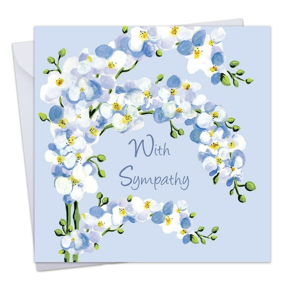 Twizler Sympathy Card - Orchid Floral - With Sympathy Card - Sorry For Your Loss - Thinking Of You
