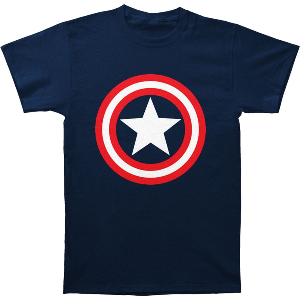 Impact Captain America Marvel Superhero Comics Shield on Navy Adult T-Shirt Tee Impact Captain America Marvel Superhero Comics Shield on Navy Adult T-Shirt Tee