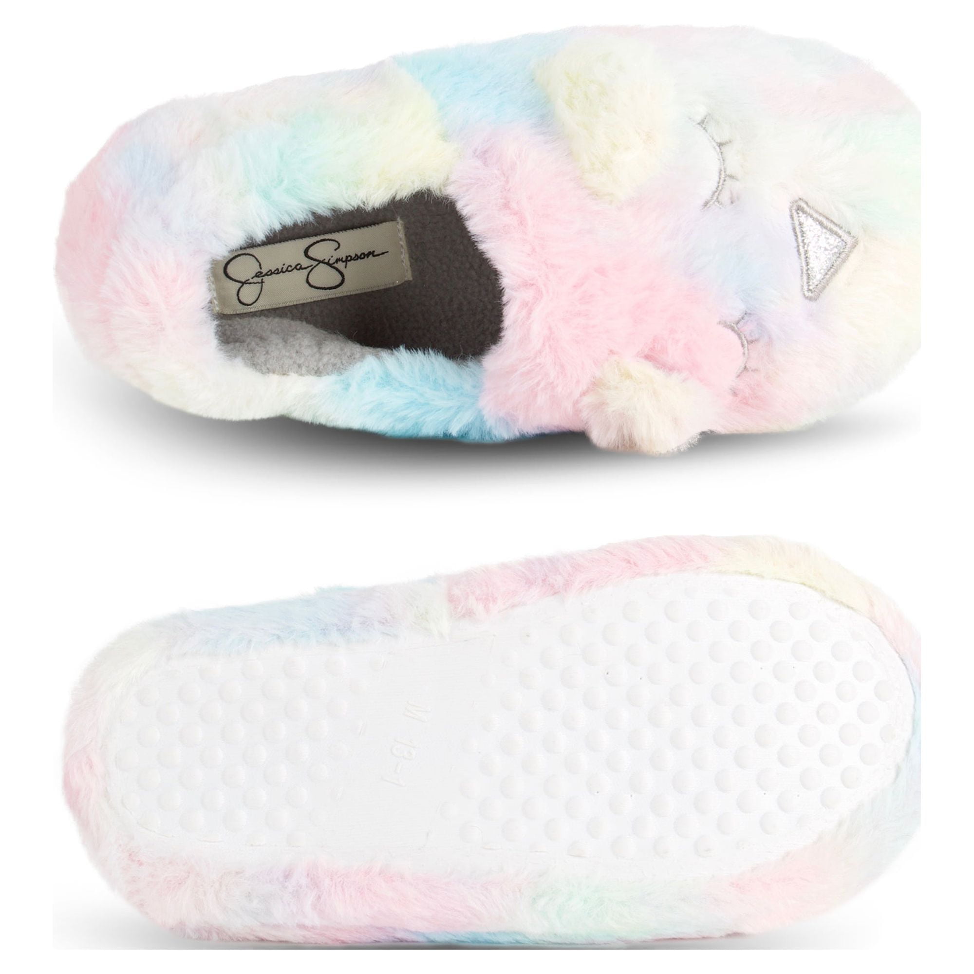 Jessica Simpson Girls Plush Fluffy Slip-on House Slippers with Memory Foam  
