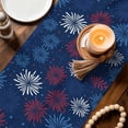 thumbnail image 5 of Independence Day Firework Table Runner, Modern Red Blue White Fireworks Star Cotton Linen Kitchen Table Decoration Washable Dining Tabletop Runners for Home Party Decor 13x120 Inches, 5 of 9
