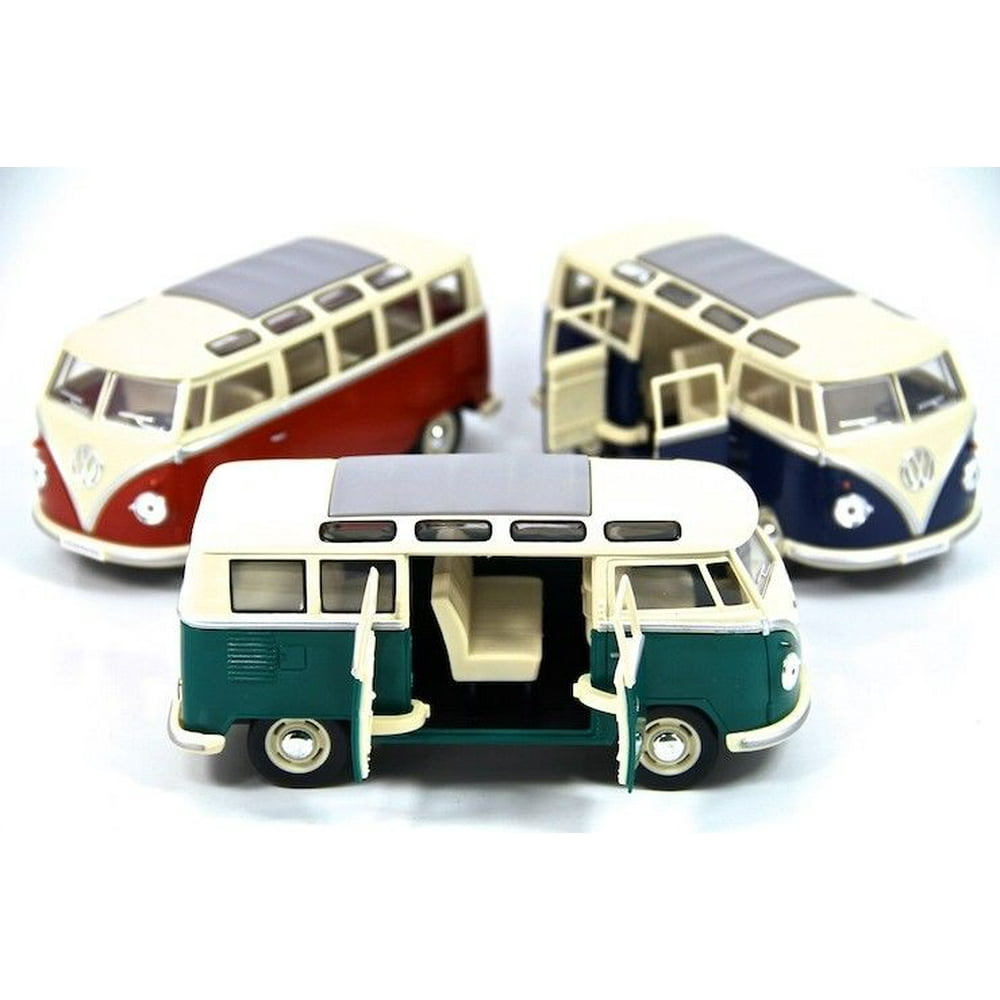 3PC SET 7" Kinsmart 1962 VW Volkswagen Bus Diecast Model Toy Car Van 1