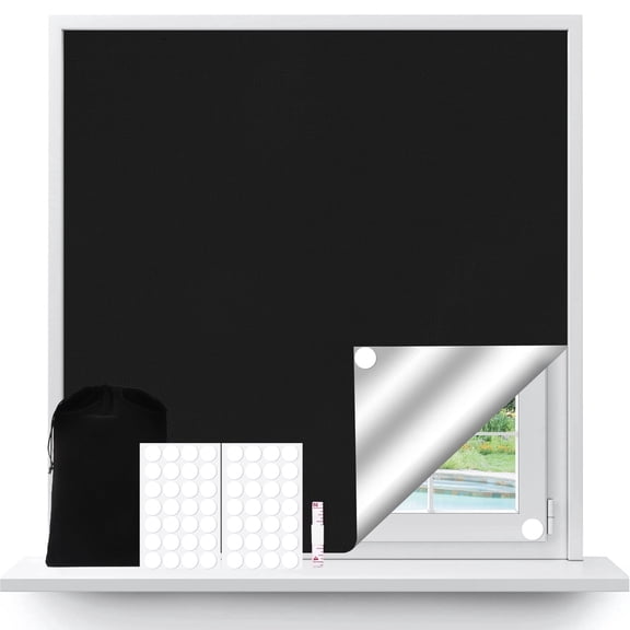 Armscye 78" x 57" Full Blackout Shades for Bedroom, Portable DIY Window Blinds with Stickers and Tabs, Soft Tape, No Drill Window Shades Blackout Blinds for Baby Nursery, Travel, Dorm Room