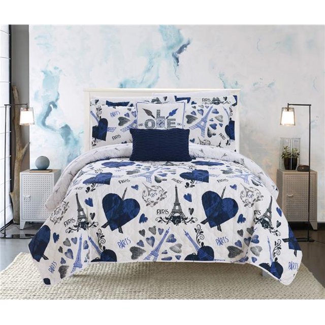 Chic Home BQS14979-US 5 Piece Aerienne Reversible Quilt Set - Multi Color, Queen Size