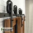thumbnail image 5 of Homacer Black Rustic Single Track Bypass Sliding Barn Door Hardware Kit, for Two/Double Doors, 18ft Long Flat Track, Spoke Wheel Design Roller, Heavy Duty, for Interior & Exterior Use, 5 of 7