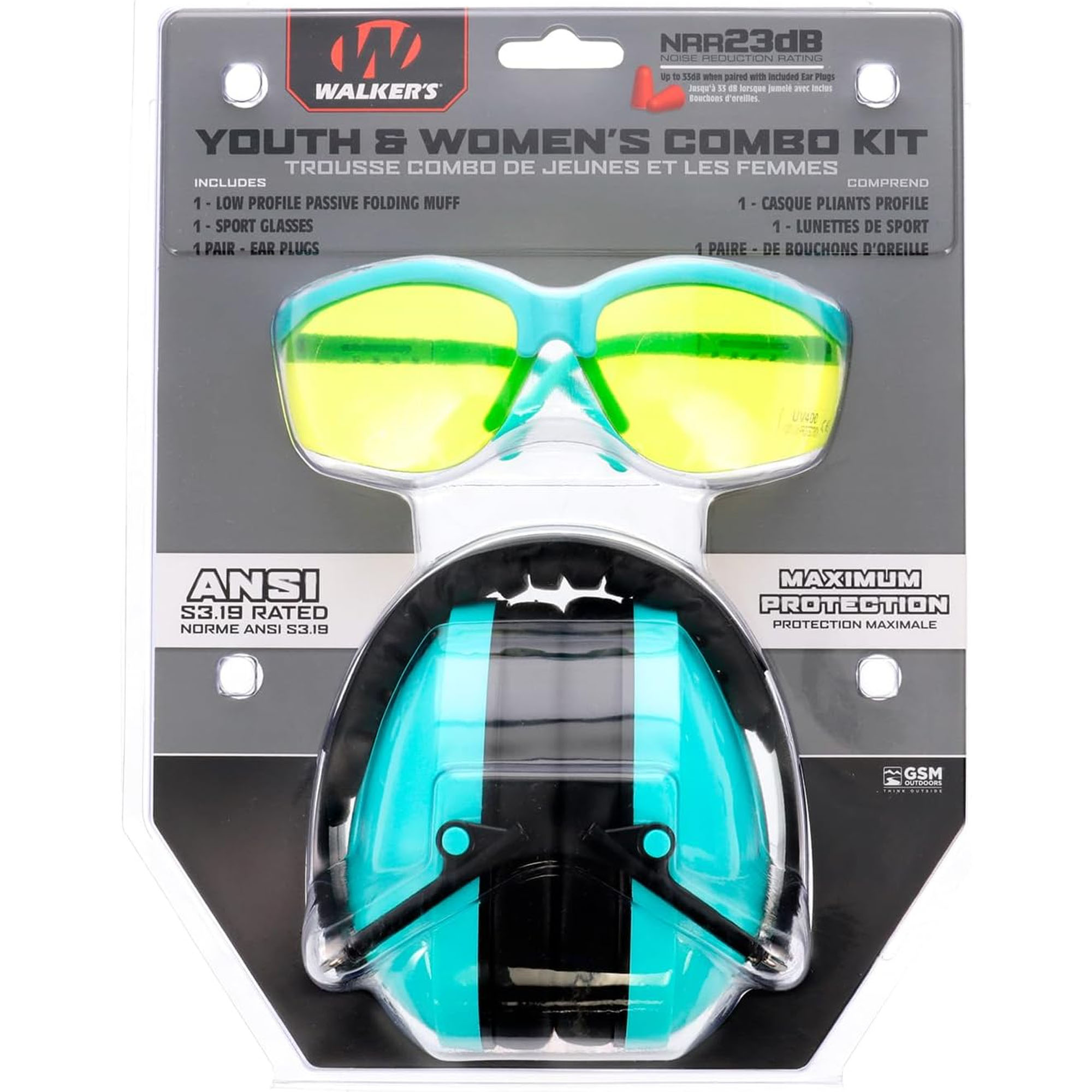 Walker's Razor Youth and Women's Passive Ear Muffs Teal