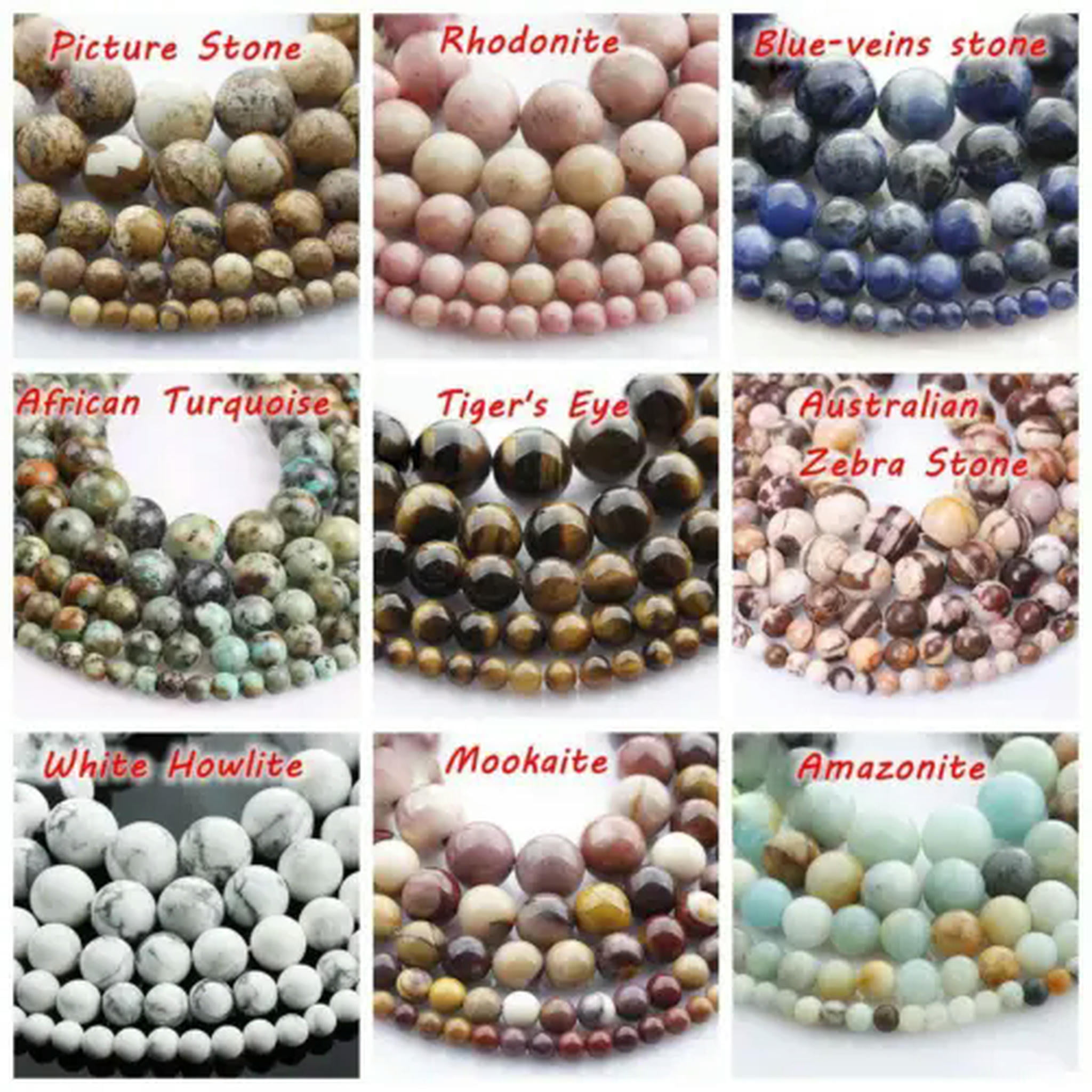 U8MO 15" Strand Natural Stone Rock Gemstone Round Beads 4mm 6mm 8mm 10mm 12mm-Amethyst-12mm
