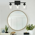thumbnail image 2 of 3 Light Bathroom Vanity Light Black, Bathroom Lighting Fixtures Over Mirror with Clear Glass Shades, Farmhouse Vanity Lights Modern Wall Sconces Light Fixtures for Bedroom Living Room, 2 of 9