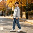 thumbnail image 6 of KAUOD Boys Fleece Quarter Zip Jacket Oversized Stand Collar Pullover Sweatshirts Kids Fall Solid Casual Long Sleeve Preppy Clothes, 6 of 7