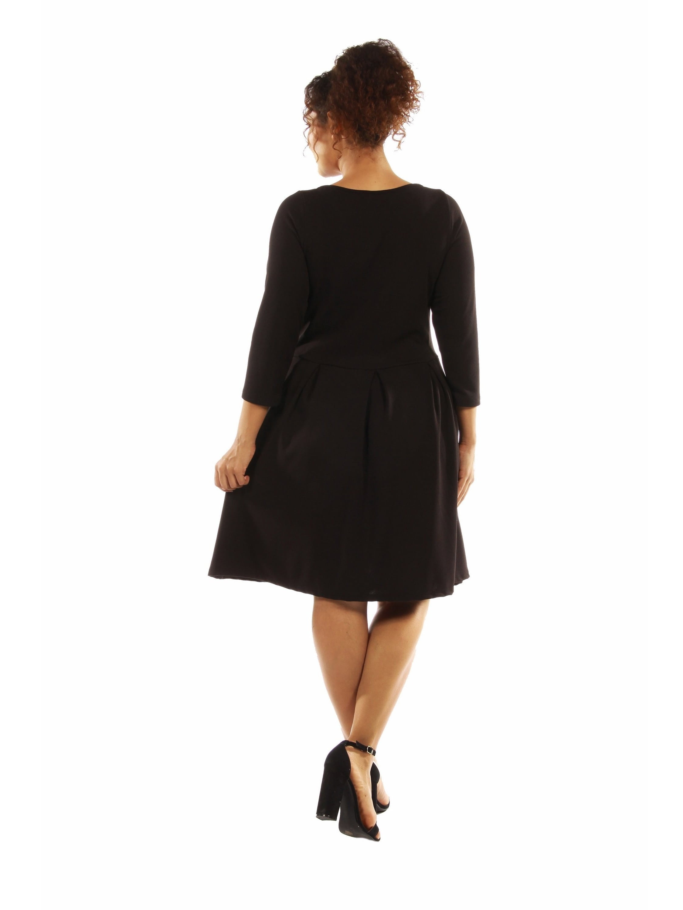24seven Comfort Apparel Plus Size Perfect Fit and Flare Pocket Dress-BLACK-3X Women's Plus Classic Little Black Dress - Walmart.com