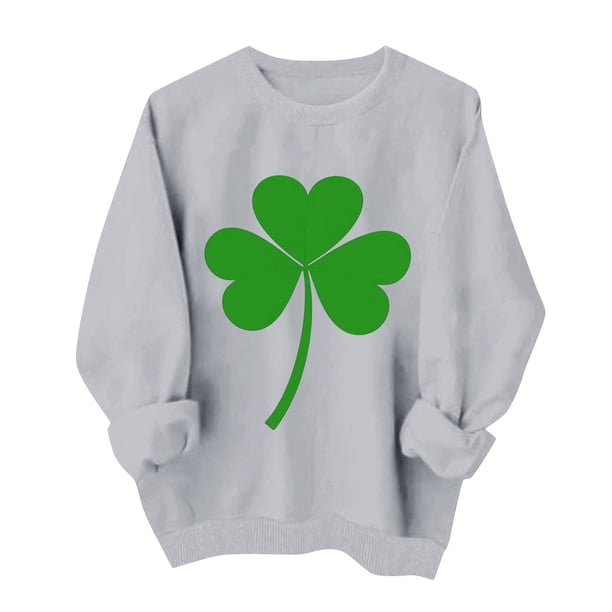 Suéteres de Manga Larga de Mujer con Cuello Redondo Impreso Suelto Casual para la Fiesta Del Día de San Patricio Y el Uso Diario