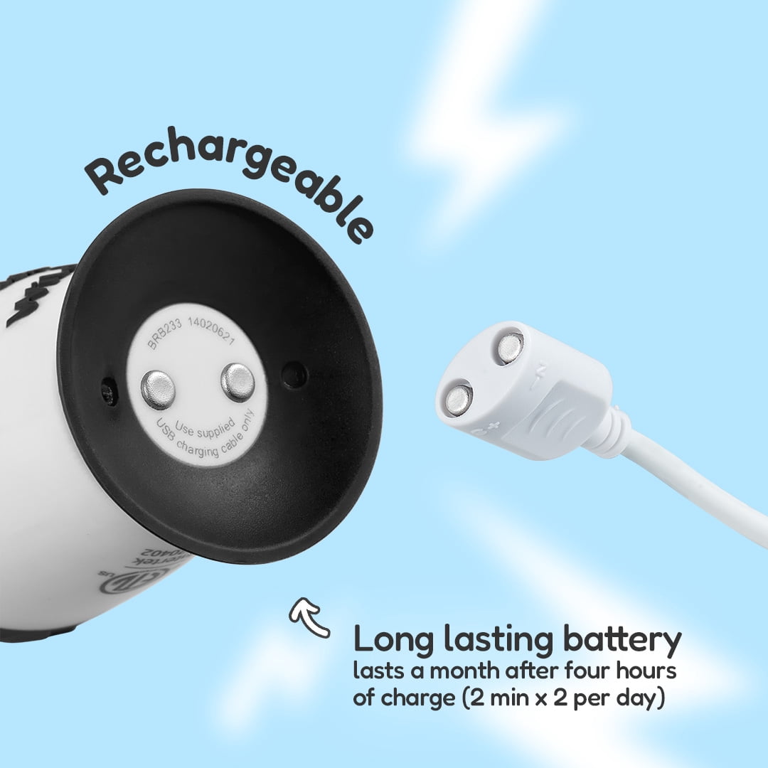 Brush-Baby WildOnes Toddler Electric Rechargeable Toothbrush, Panda Design, 3 Brush Heads, USB Cable