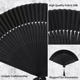 thumbnail image 3 of Topboutique Hand Holding Bam Silk Fan,8.3'' Bamboo Folding Hand Held Fan,Handheld Silk Fabric Fans for Wedding,Wall Decoration,Charming Hand Bamboo Fan for Performance,Dancing,Black, 3 of 8