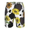 thumbnail image 4 of Kll Black Cow Print With Sunflowers Country Men'S Casual Summer Beach Shorts Hawaiian Shorts With Pockets-3x-Large, 4 of 9