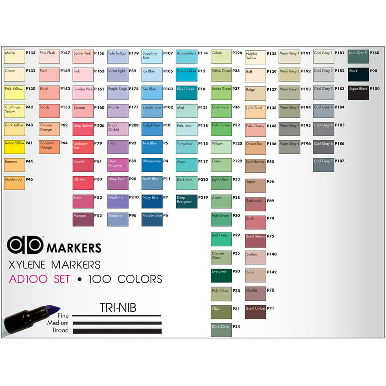 Chartpak Ad AD100 Marker 100-Color Set