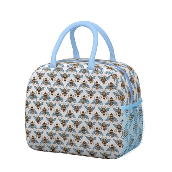 Sac à Lunch Thermique Réutilisable avec Motif de Ruche d'Abeille Dessin Animé, Sac Isotherme pour Activités Extérieures, Déjeuner au Bureau et Voyage Courte Distance