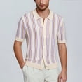 thumbnail image 2 of Mens Casual Manga Corta Botón Abajo Camisas, Bloqueo de Color, Botón Gira Abajo Camisa de Cuello, 2 of 6