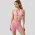 thumbnail image 3 of Women's Twist Front Sports Bra with Keyhole Cutout and Wide Shoulder Straps - Small, Pink, 3 of 7