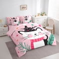 thumbnail image 3 of Homewish Funny Kitten Cat Bedding Comforter Set 7 Pieces for Teen, Cartoon Stars Print Full Bedding Set, Cute Kitten Animal Reversible Fitted Sheet Flat Sheet, Ultra Soft Bedroom Decor, 3 of 7