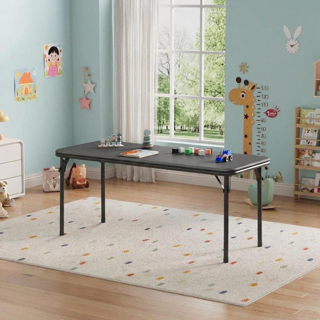 Ultra Soft PU Padded 1/5/7-Piece Kids Folding Table and Chairs Set – Durable Steel Frame, Anti-Slip Feet, No Assembly – Portable for Study, Dining, Learning Space, Play