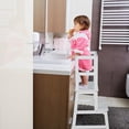 thumbnail image 2 of Gymax Kids Kitchen Step Stool Kids Standing Tower with Safety Rails White, 2 of 9