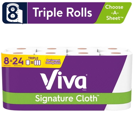 Viva Signature Cloth Choose-A-Sheet Paper Towels, White, 8 Triple Rolls